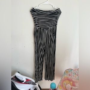 A black and white romper.